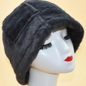 Fuzzy Faux Fur Black Hat